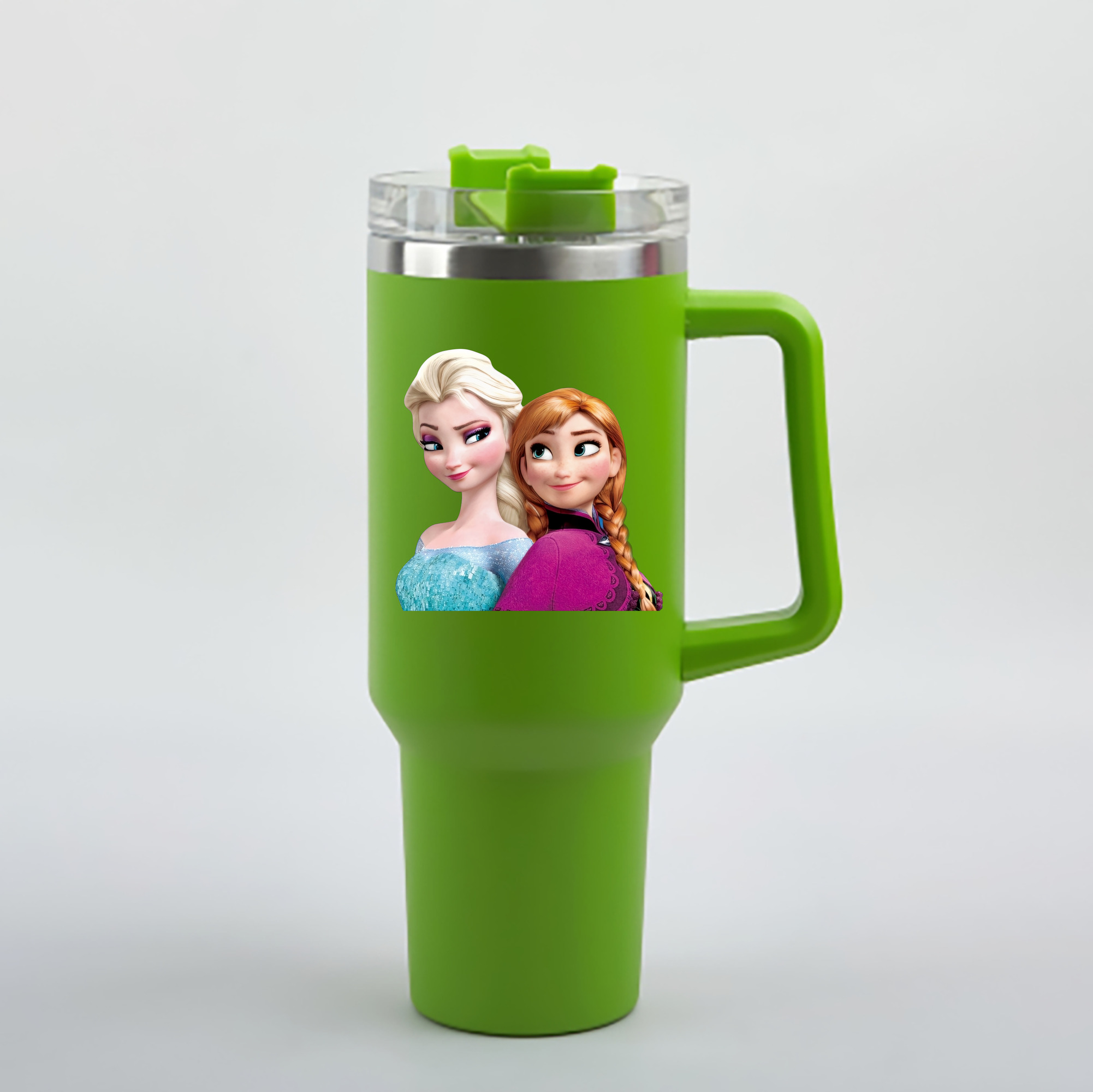 （画像用） アナと雪の女王 アンナ エルサ Frozen Anna Elsa 1200mL車用タンブラー - クリスタルステッカー（プラスチックストロー付き）